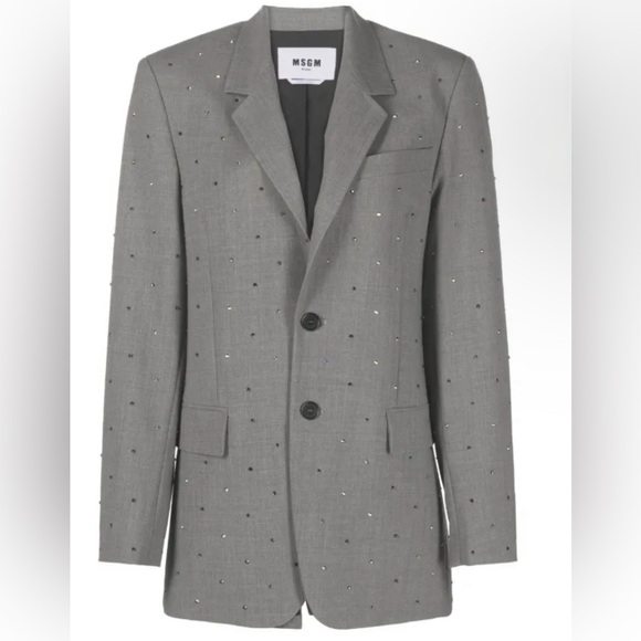 MSGM Jackets & Blazers - MSGM Gray Embellished Women's Blazer